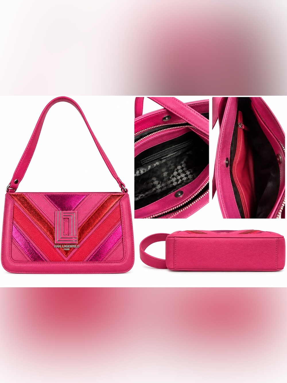 Karl Lagerfeld Paris Pink Chevron Shoulder Bag 💖